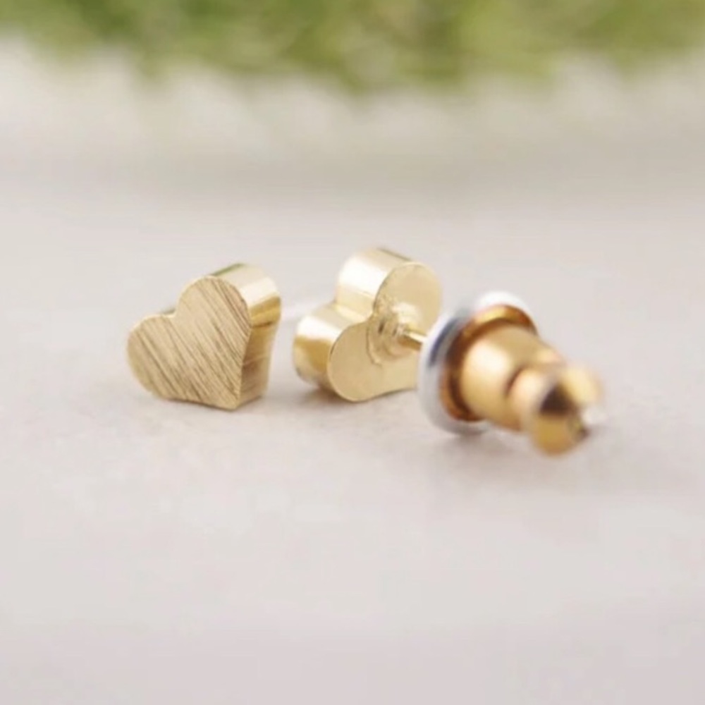 Gold or Silver Dainty Heart Earrings Gift for Her